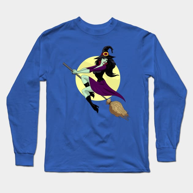 Wicked witch flying Long Sleeve T-Shirt by AnishaCreations